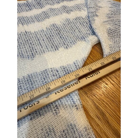 Sioni Womens Blue & White Striped Knit Sweater L Acrylic Polyester - Picture 6 of 8